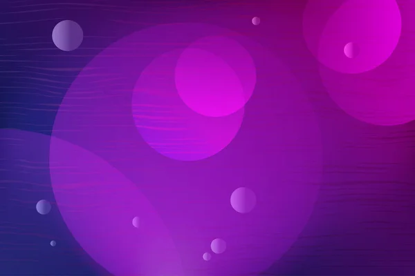 Composición azul abstracta con un gradiente, círculos de color violeta, rayas onduladas delgadas — Vector de stock