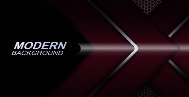 Koyu kırmızı desen okları ve ağ silueti olan soyut geometrik kompozisyon