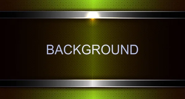Composición abstracta de un tono verde oscuro, rayas horizontales de color metálico, silueta de un marco de textura rectangular con brillo — Vector de stock