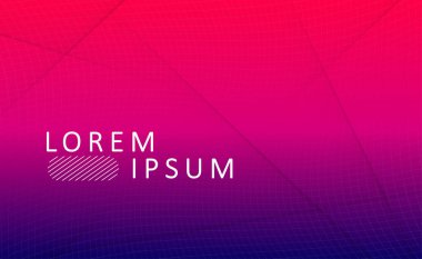 Mavi ve kırmızı gradyanlı soyut geometrik tasarım, kaotik çizgili çizgiler, donuk ağ desenleri.