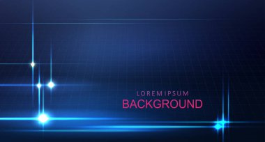 Mavi tonda bir gradyan ile soyut kompozisyon, kaotik çizgili çizgiler, ince bir ağ silueti