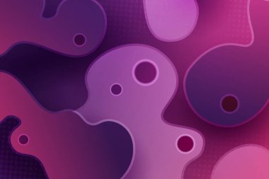 Oval soyut şekiller ve daireler ile mor eğimli kompozisyon