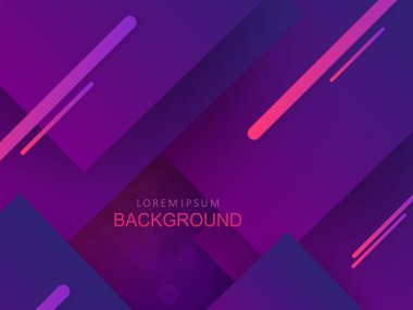 Kare ve çizgilerden oluşan mavi ve mor tonların gradyanı ile geometrik bileşim