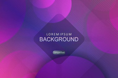 Arkaplan mavi renkli bir gradyan, ince ışık çizgilerinden oluşan bir eşkenar dörtgen şeklinde soyut bir çerçeve, mor daireler