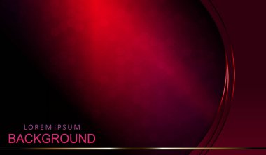 Kırmızı eğimli, yarı dairesel perdeli, ince şeritli altın rengi olan soyut koyu renk tasarımı.