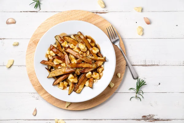 Montreal poutine from above view. — ストック写真