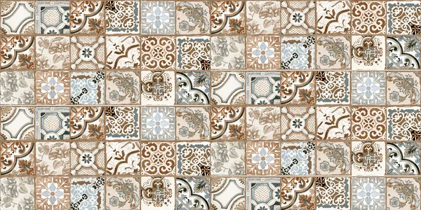 Colorful retro decorative tiles pattern, digital tile surface