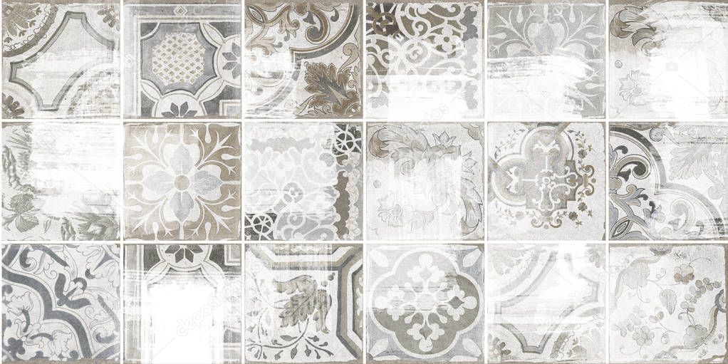 old retro design and white brush effect wall tile