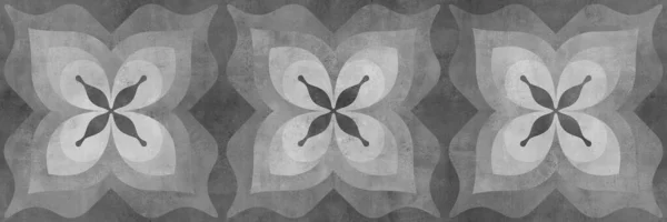 Geometriskt Blommönster Svart Och Vit Bakgrund — Stockfoto
