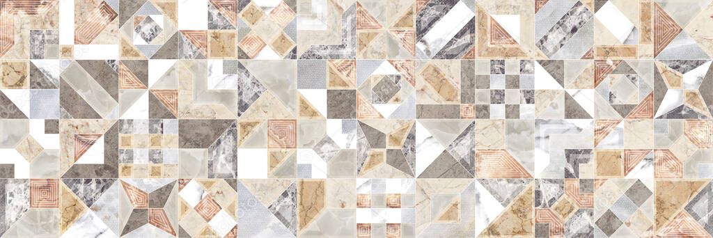 Retro tiles pattern, geometric beige background