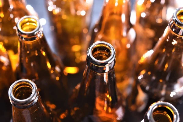 Botellas Cerveza Vacías Primer Plano — Foto de Stock