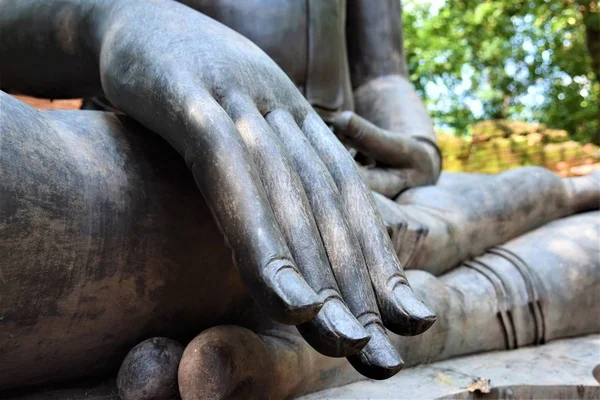 Statua Buddha Mano Primo Piano — Foto Stock