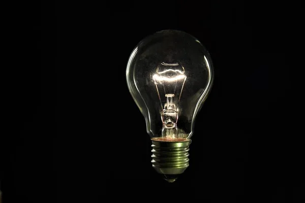 Incandescent Light Bulb Black Background — Stock Photo, Image