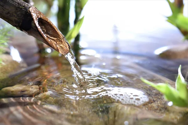 Fuente Agua Bambú Tradición Japonesa —  Fotos de Stock