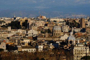 Roma Mons Janiculus Terrazza del Gianicolo Tepesi'nin yükseklikten panoramik