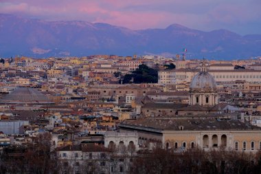 Roma Mons Janiculus Terrazza del Gianicolo Tepesi'nin yükseklikten panoramik
