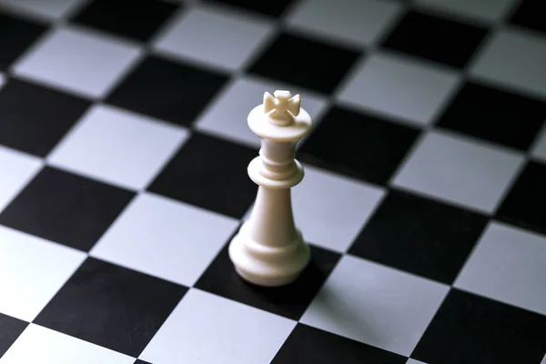 Chess Figure White King Chess Board Chess Game Checkered Board — Stock Photo, Image