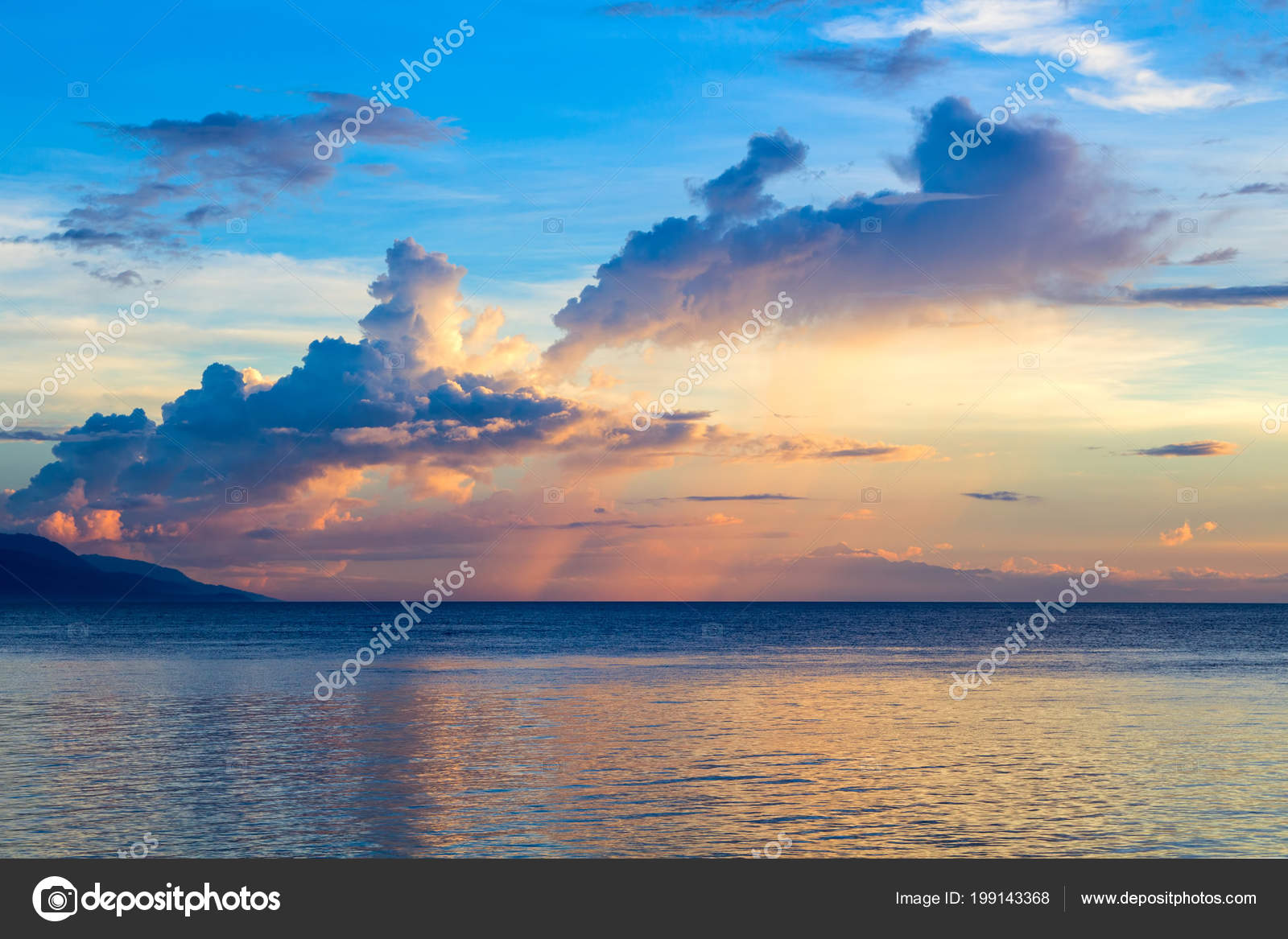 Coucher Soleil Ciel Mer Coucher Soleil Bord Mer Avec Des