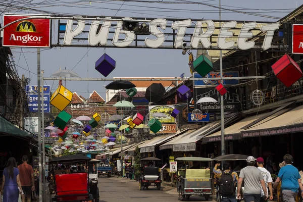 Siem Reap Camboja Março 2018 Pub Streed Vista Dia Com — Fotografia de Stock