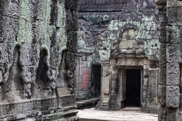 Forntida Templet Angkor Wat Preah Khan Templet Mossig Sten Basrelief — Stockfoto