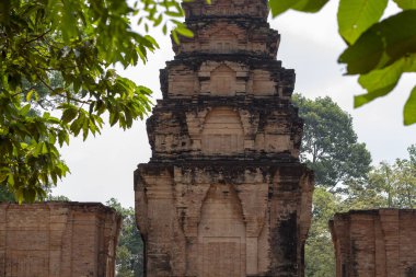 Antik Tapınağı Angkor Wat, Kamboçya'nın taş kule. Siem Reap eski tapınakta. Angkor Wat manzara. Budist din Khmer mimarisi. Asya'nın yeri. Kamboçyalı turistik yer