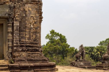 Antik tapınak taş oyma Angkor Wat. Üst düzey pre Rup Tapınağı manzara. Budist veya hindu tapınağı. Khmer mimari miras. Kamboçya'da ilgi turistik yer. Asya seyahat gezi