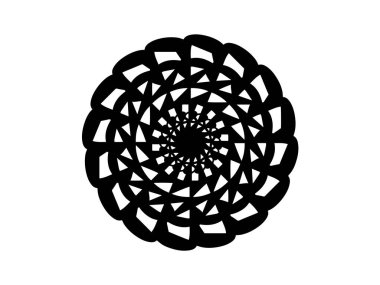 Beyaz arka planda siyah soyut mandala. Mandala dekor vektör öğesi. Yuvarlak pul şablon. İzole süsleme daire içine alın. Soyut madalyon. Handdrawn mühür veya dövme. Boyama mandala clipart