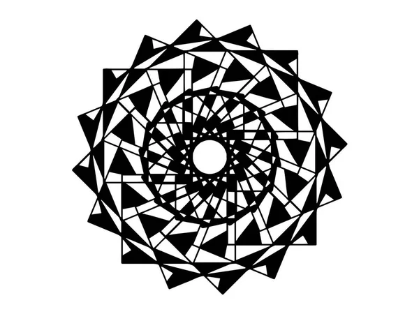 Чорна Мозаїка Мандала Білому Тлі Мандала Вектором Рухової Ілюзії Шаблон — стоковий вектор