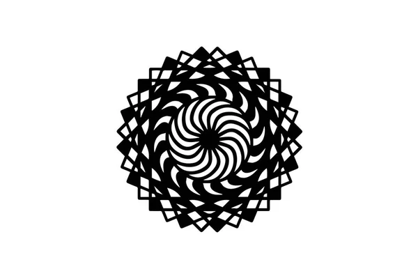 Mandala Espiral Preta Sobre Fundo Branco Mandala Com Vetor Ilusão — Vetor de Stock
