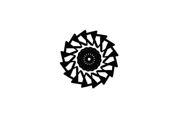 Mandala Vetorial Preto Sobre Fundo Branco Triângulo Elemento Decoração Mandala — Vetor de Stock