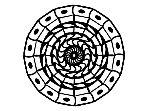 Schwarzes Vektormandala Auf Weißem Hintergrund Umrissenes Mandala Dekorelement Runde Briefmarkenvorlage — Stockvektor