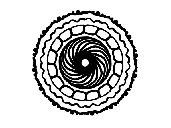 Ornamento Mandala Preto Sobre Fundo Branco Simples Vetor Mandala Desenhado — Vetor de Stock