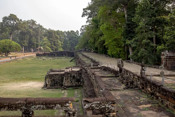 Forntida Khmer Tempel Utsikt Angkor Wat Complex Kambodja Terrass Elephant — Stockfoto