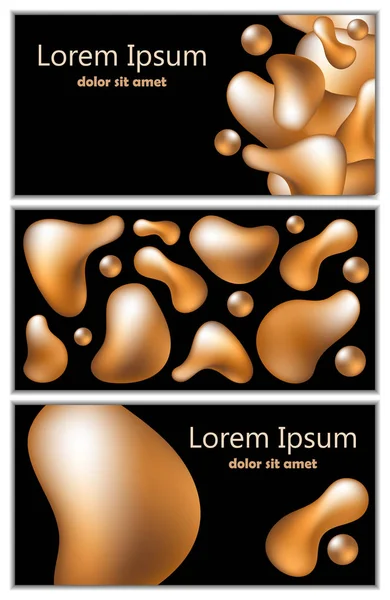 Formes Fluides Dorées Sur Fond Noir Modèles Couverture Vectorielle Mode — Image vectorielle