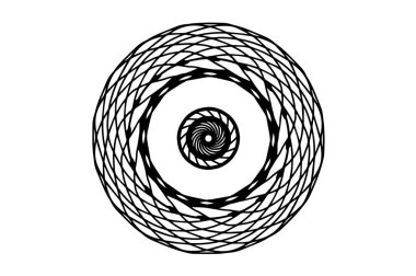 Beyaz arka planda siyah vektör mandala. Soyut net medall dekor. Yuvarlak dekorasyon fütüristik tarzı. Tek konsantrik süsleme izole. Vektör mandala damgası veya dövme. Boyama mandala clipart