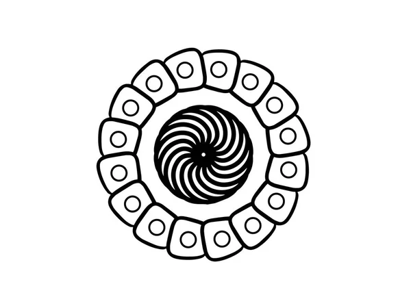 Mandala Vetorial Preto Sobre Fundo Branco Doodle Decoração Medalhão Decoração — Vetor de Stock