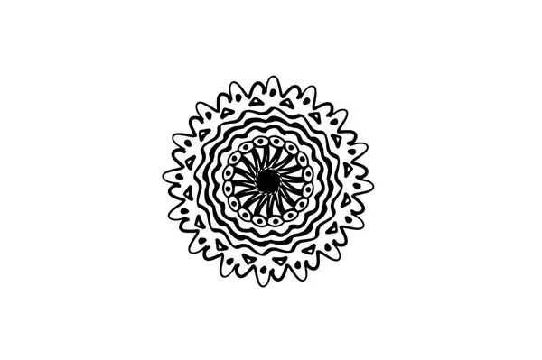 Mandala Vector Negro Sobre Fondo Blanco Decoración Garabato Mano Alzada — Vector de stock