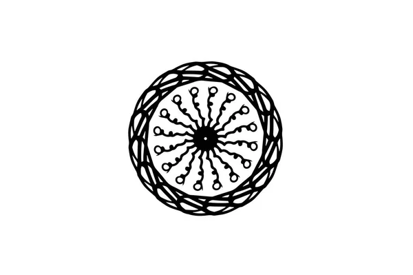 Mandala Vector Czarne Białym Tle Futurysta Plemiennych Wystrój Okrągły Ozdoba — Wektor stockowy