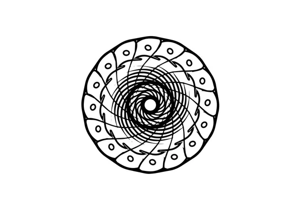 Mandala Vetorial Preto Sobre Fundo Branco Doodle Linha Decoração Arte — Vetor de Stock