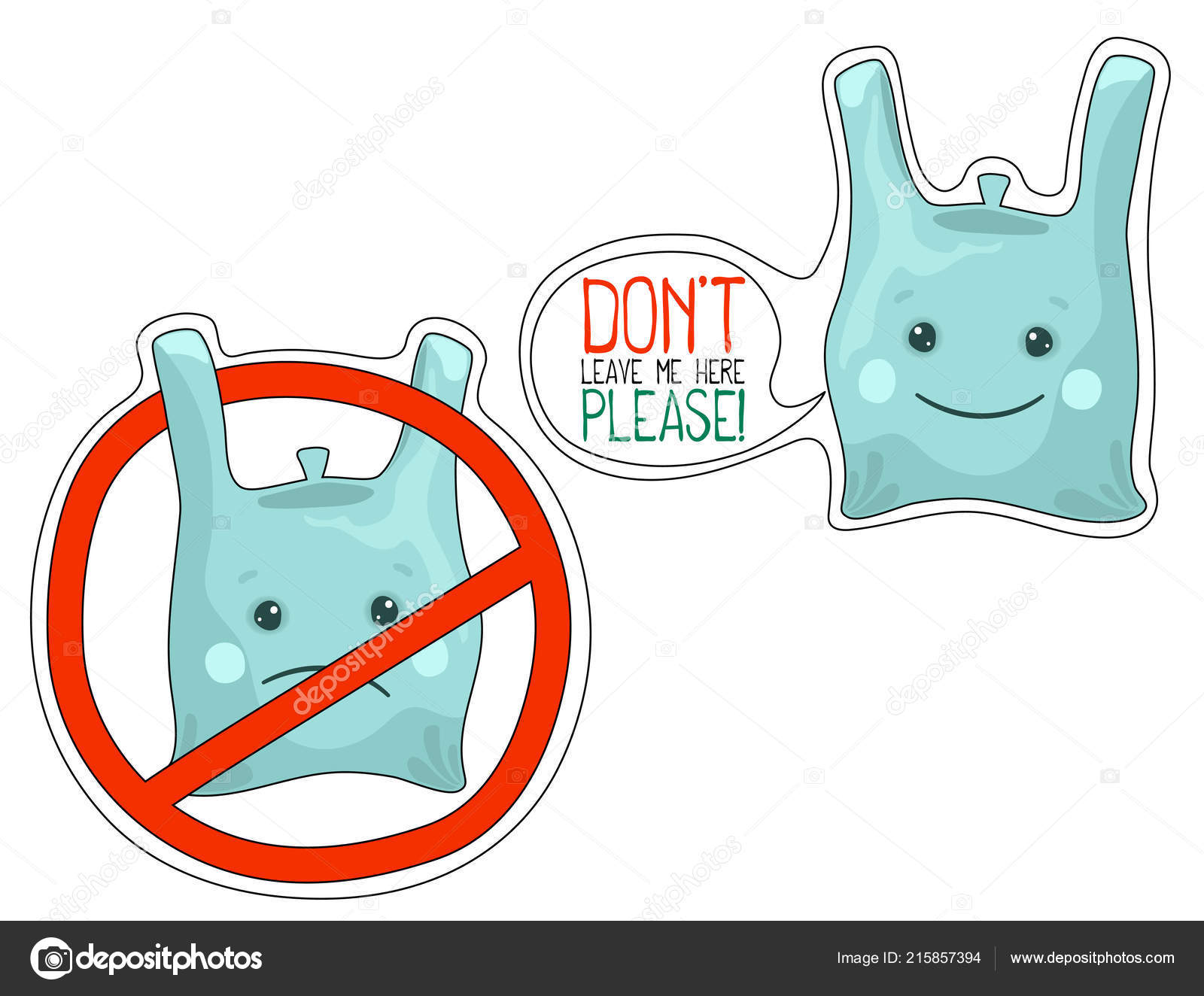 Plastic Bag Cartoon Character Vector Stickers Ecologic Sticker Plastic Pack  Stock Vector Image by ©Davdeka #215857394