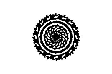 Beyaz arka planda siyah çocukça mandala. Basit mandala çizilmiş vektör. Yuvarlak pul şablon. İzole süsleme daire içine alın. Soyut madalyon. Handdrawn mühür veya dövme. Boyama mandala clipart