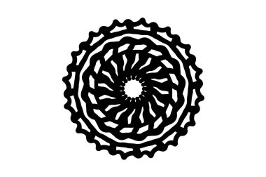 Beyaz arka planda siyah mandala çizimi. Basit mandala çizilmiş vektör. Yuvarlak pul şablon. İzole süsleme daire içine alın. Soyut madalyon. Handdrawn mühür veya dövme. Boyama mandala clipart