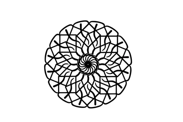 Black Vector Mandala White Background Futuristic Tribal Decor Decoration Futuristic — Stock Vector
