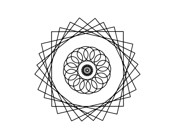 Mandala Vetorial Preto Sobre Fundo Branco Decoração Geométrica Abstrata Decoração — Vetor de Stock