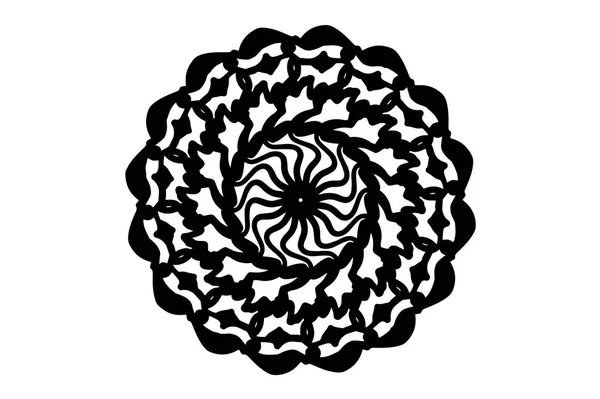 Mandala Fractal Preta Sobre Fundo Branco Simples Vetor Mandala Desenhado — Vetor de Stock