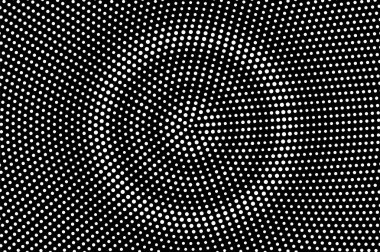 Siyah arka planda beyaz noktalar. Huysuz yarım ton vektör dokusu. Yuvarlak nokta gradyanı. Klasik tasarım için tek renkli yarım tonlu üst üste. Yüzeyde delik var. Pop sanat tarzı nokta desen kartı