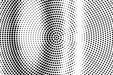 Siyah, beyaz, yarım ton desenli. Dikey noktalı gradyan. Bağbozumu etkisi için kontrastlı nokta çalışması yüzeyi. Monokrom yarım ton vektör kaplaması. Geçmiş zamanda delinmiş. Mürekkep nokta desen kartı