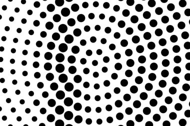 Beyaz, yarım ton üzerine siyah. Retro noktalı süs. Bağbozumu etkisi için kontrastlı nokta çalışması yüzeyi. Monokrom yarım ton vektör kaplaması. Geçmiş zamanda delinmiş. Mürekkep nokta desen kartı