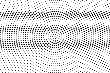 Siyah, beyaz yarım ton vektöründe. Dijital noktalı doku. Vintage etkisi için yatay nokta gradyanı. Çizgi film efekti için tek renkli yarım ton. Özgeçmişi delinmiş. Mürekkep nokta çalışma yüzeyi
