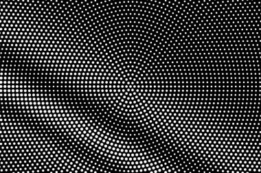 Siyah arka plan üzerine beyaz noktalar. Seyrek noktalı resim vektör doku. Çapraz dotwork gradyan. Tek renkli yarı ton kaplaması için vintage etkisi. Karanlık delikli yüzey. Pop sanat tarzı nokta doku kartı